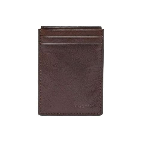 brown rfid magnetic card case|Fossil Men's Leather Minimalist Magnetic Card Case with Money .